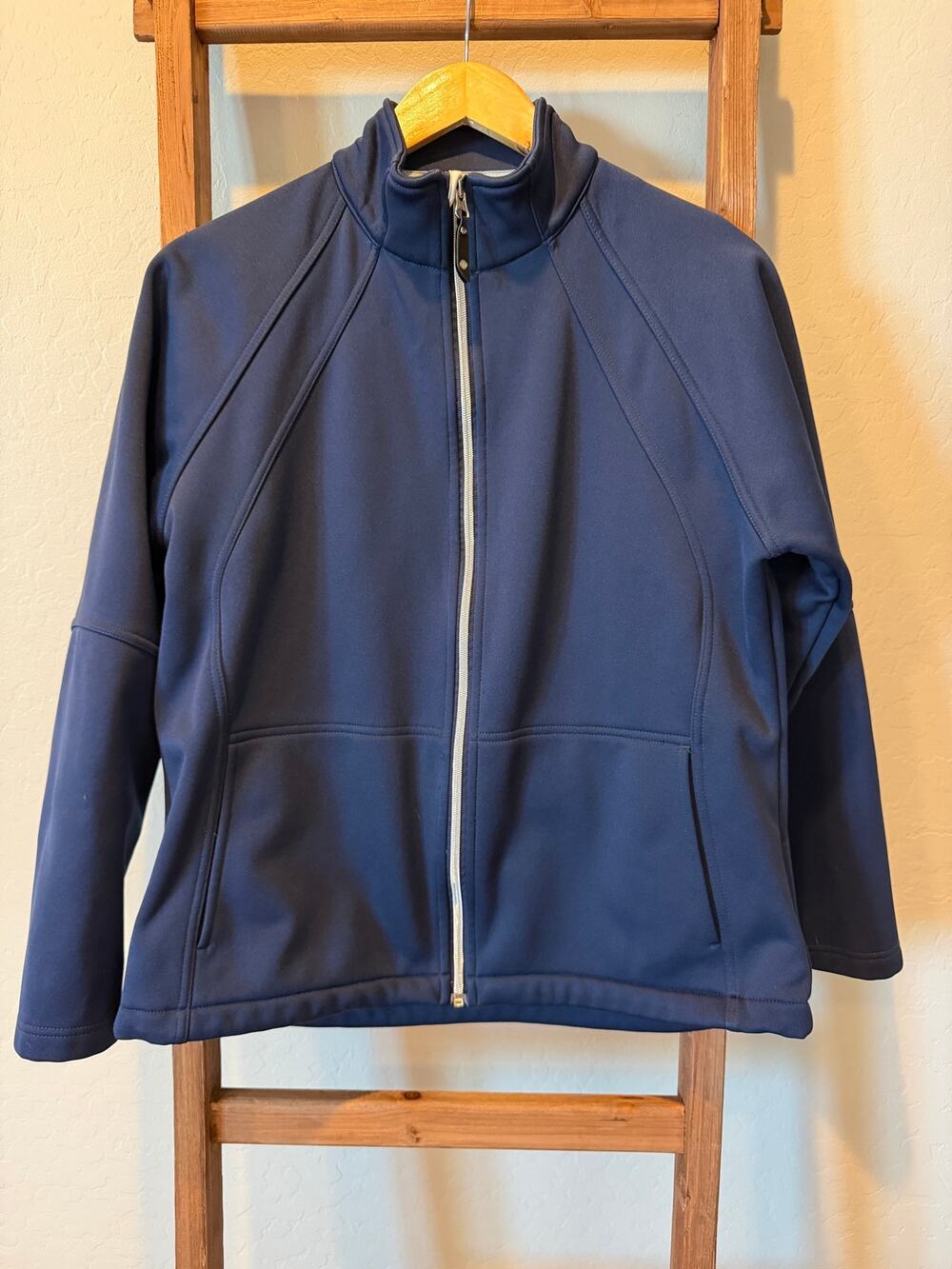 Sunice Navy Soft Shell Jacket Women’s Large Full Zip Fleece Lined Stretch Coat